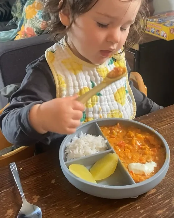 Mala enjoying real family mealtimes