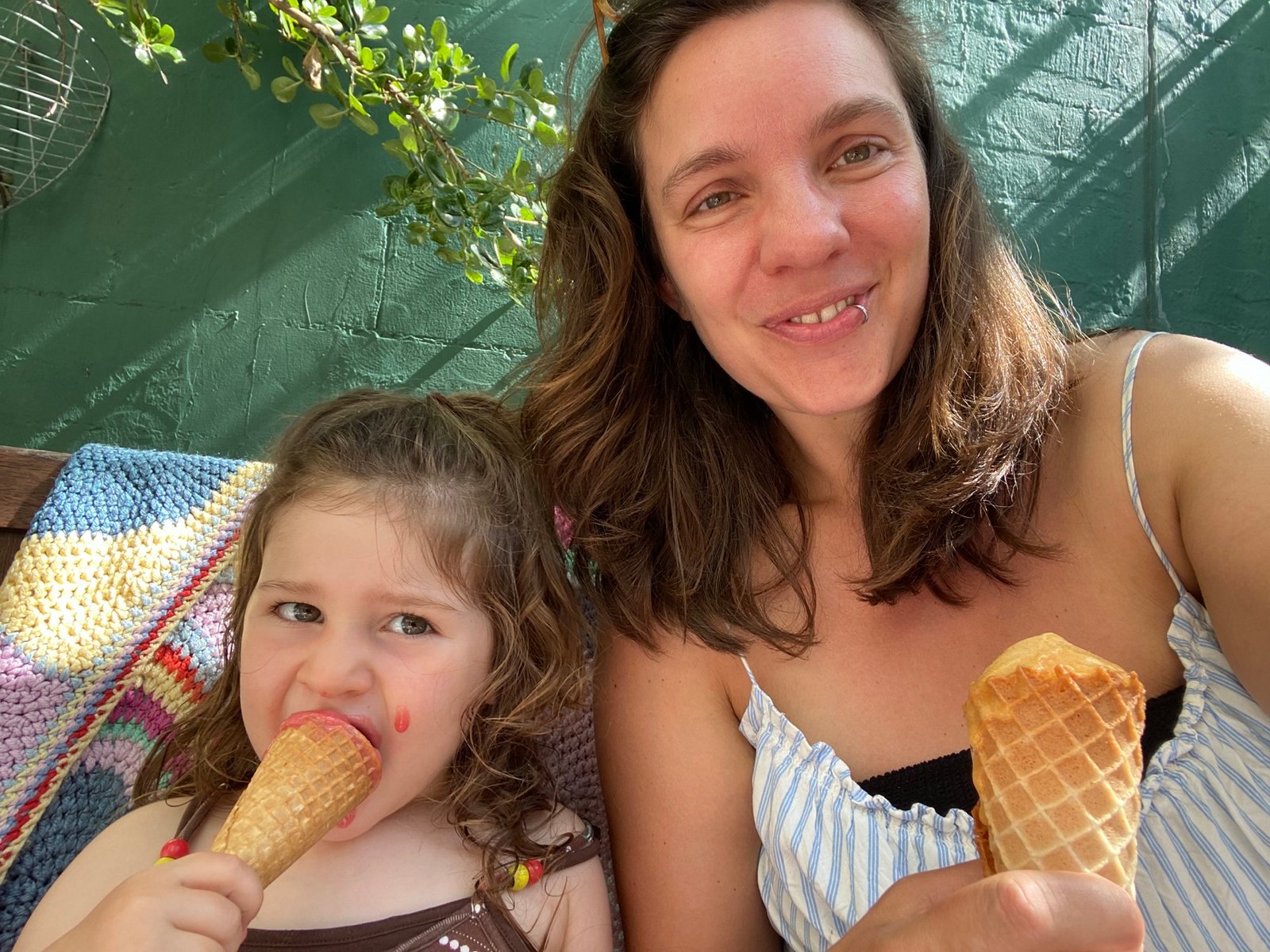 Anna enjoying an everyday family moment outdoors