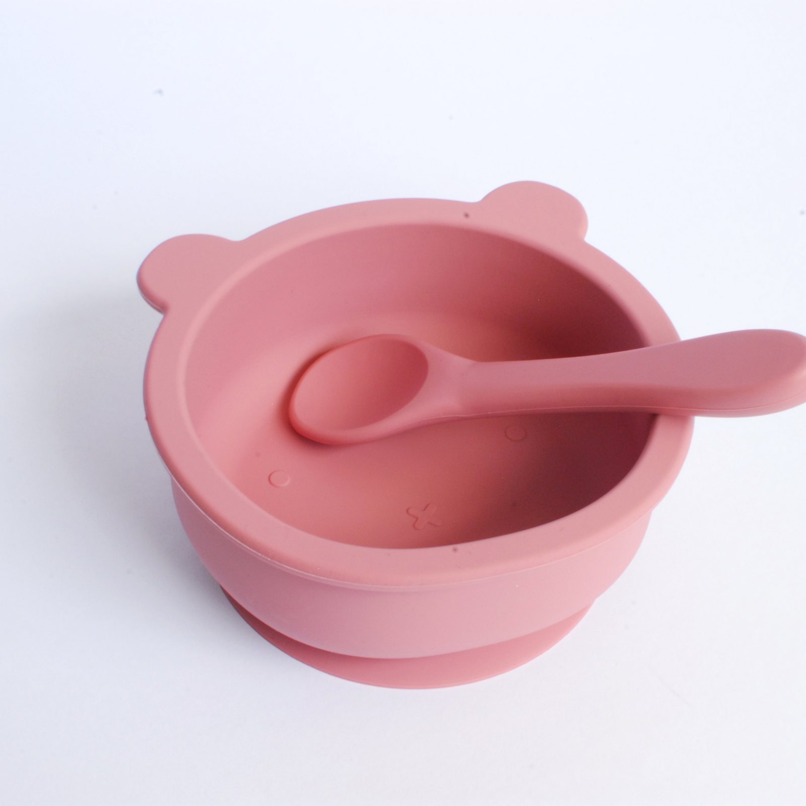 Dusky Pink Bear Bowl with Spoon